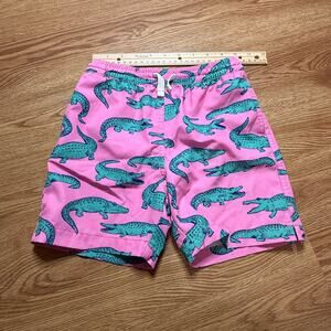 Chubbies Boys XS 6-7 Alligator Pink Green Swim Trunks EUC